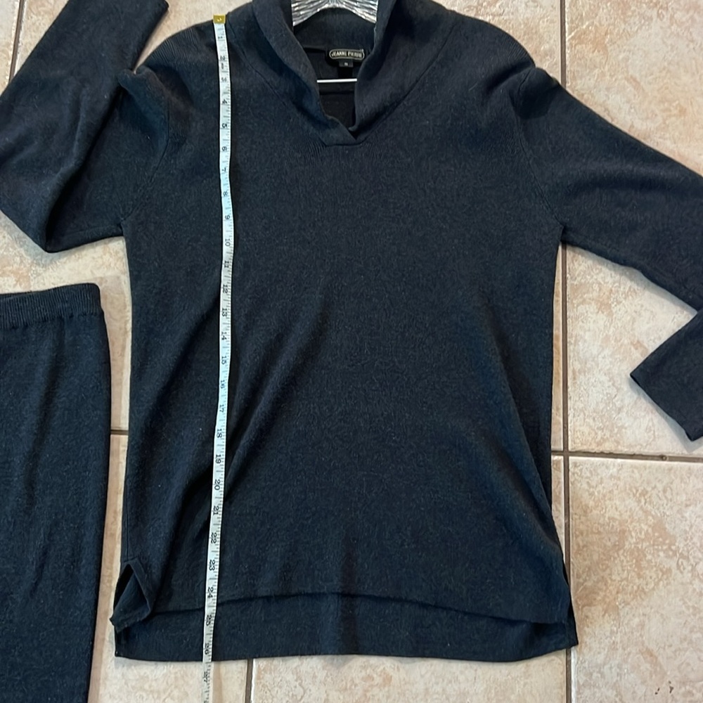 VTG JEANNE PIERRE‎ Charcoal Gray Cotton Knit SET, Sz S Long Sleeve Top & L Skirt - Picture 10 of 13